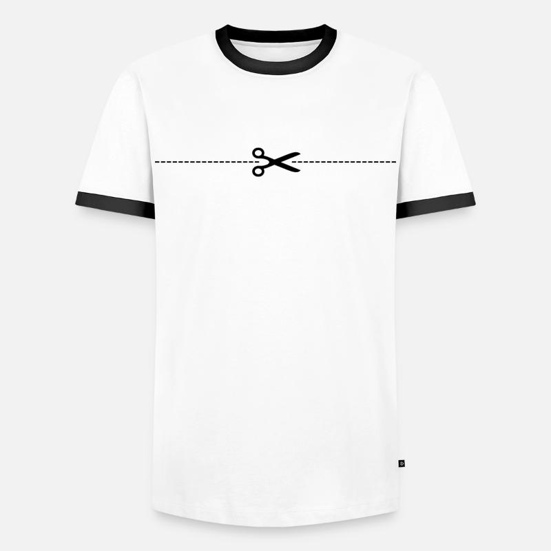 Scissors with cutting line - Men's Ringer Shirt - white/black