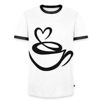 Coffee Gift Caffeine Coffee Bean Coffee Cup - Men's Ringer Shirt - white/black - Front - AI Model Female 172 light (172cm) & AI Model Male 178 dark (178cm)