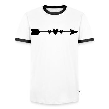 Arrow with hearts - Men's Ringer Shirt - white/black - Front - AI Model Female 172 light (172cm) & AI Model Male 178 dark (178cm)