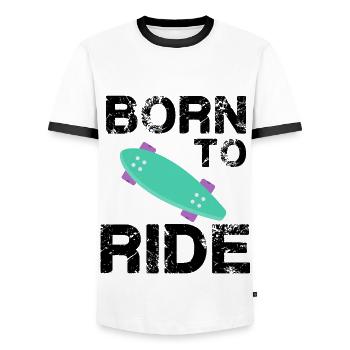 né pour rouler born to ride skateboard skate - T-shirt contrasté Homme - blanc/noir - Devant - AI Model Female 172 light (172cm) & AI Model Male 178 dark (178cm)