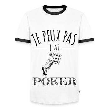 je peux pas j’ai poker humour jeu de cartes - T-shirt contrasté Homme - blanc/noir - Devant - AI Model Female 172 light (172cm) & AI Model Male 178 dark (178cm)
