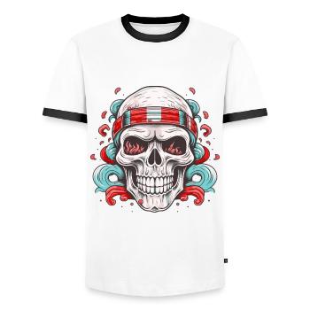 Totenkopf Totenschädel Skelett Horror Gothic Metal - Männer Kontrast-T-Shirt - Weiß/Schwarz - Vorne - AI Model Female 172 light (172cm) & AI Model Male 178 dark (178cm)