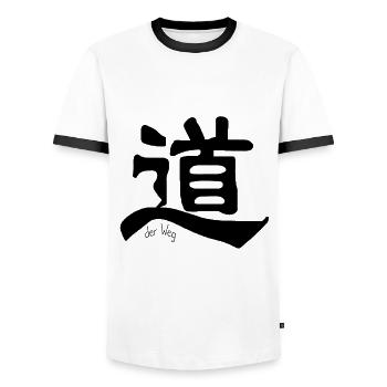 chinesisches Schriftzeichen Weg Dào Kanji Tattoo - Männer Kontrast-T-Shirt - Weiß/Schwarz - Vorne - AI Model Female 172 light (172cm) & AI Model Male 178 dark (178cm)