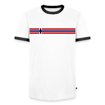 Norwegen Sport - Männer Kontrast-T-Shirt - Weiß/Schwarz - Vorne - AI Model Female 172 light (172cm) & AI Model Male 178 dark (178cm)