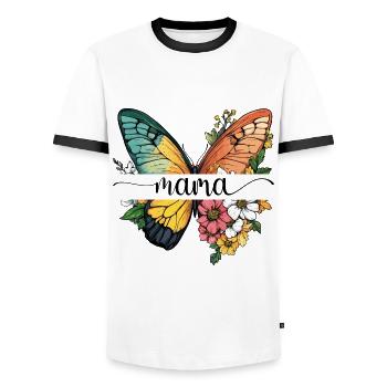 Mom Butterfly Flowers Best Mom Mother's Day - Men's Ringer Shirt - white/black - Front - AI Model Female 172 light (172cm) & AI Model Male 178 dark (178cm)
