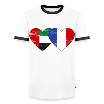 United Arab Emirates France Flag - Men's Ringer Shirt - white/black - Front - AI Model Female 172 light (172cm) & AI Model Male 178 dark (178cm)