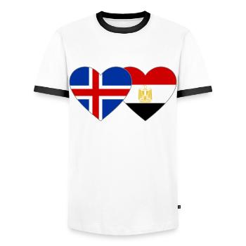 Iceland Egypt Flag Hands Heart Shape - Men's Ringer Shirt - white/black - Front - AI Model Female 172 light (172cm) & AI Model Male 178 dark (178cm)