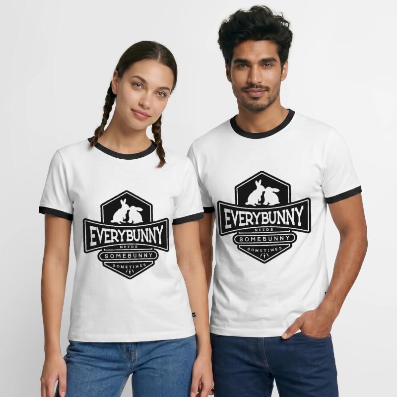 Every rabbit needs a rabbit cuddle Black Men's Ringer Shirt