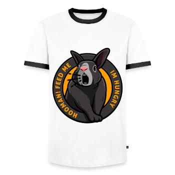 Hungry rabbit needs food feed me Funny - Men's Ringer Shirt - white/black - Front - AI Model Female 172 light (172cm) & AI Model Male 178 dark (178cm)