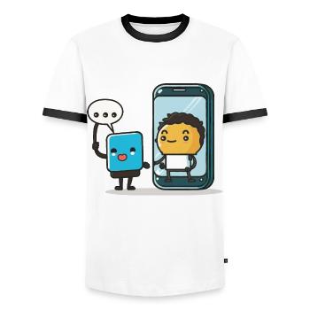 Vie intelligente - T-shirt contrasté Homme - blanc/noir - Devant - AI Model Female 172 light (172cm) & AI Model Male 178 dark (178cm)