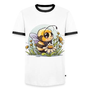 Délice des abeilles mellifères - T-shirt contrasté Homme - blanc/noir - Devant - AI Model Female 172 light (172cm) & AI Model Male 178 dark (178cm)