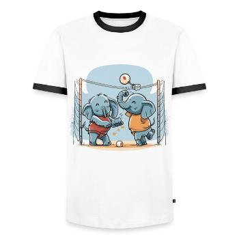 Elephant Spike - T-shirt contrasté Homme - blanc/noir - Devant - AI Model Female 172 light (172cm) & AI Model Male 178 dark (178cm)