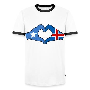 Somalia Island Flag Hands Heart Shape - Men's Ringer Shirt - white/black - Front - AI Model Female 172 light (172cm) & AI Model Male 178 dark (178cm)
