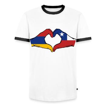Arménie Chili Drapeau Mains Coeur Forme - T-shirt contrasté Homme - blanc/noir - Devant - AI Model Female 172 light (172cm) & AI Model Male 178 dark (178cm)