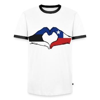 Estonie Chili Drapeau Mains Coeur Forme - T-shirt contrasté Homme - blanc/noir - Devant - AI Model Female 172 light (172cm) & AI Model Male 178 dark (178cm)