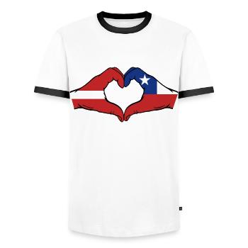 Lettonie Chili Drapeau Mains Coeur Forme - T-shirt contrasté Homme - blanc/noir - Devant - AI Model Female 172 light (172cm) & AI Model Male 178 dark (178cm)