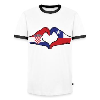 Croatie Chili Drapeau Mains Coeur Forme - T-shirt contrasté Homme - blanc/noir - Devant - AI Model Female 172 light (172cm) & AI Model Male 178 dark (178cm)