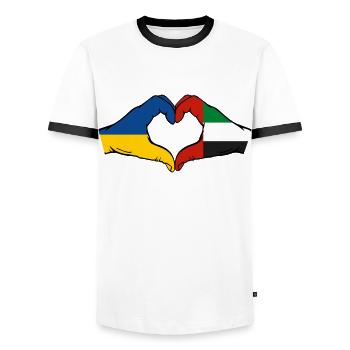 Ukraine United Arab Emirates Heart - Men's Ringer Shirt - white/black - Front - AI Model Female 172 light (172cm) & AI Model Male 178 dark (178cm)