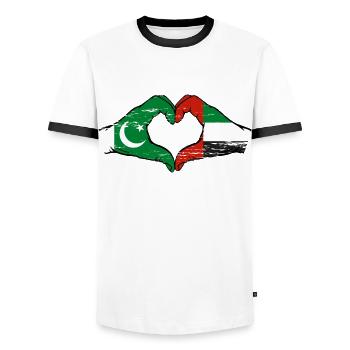 Pakistan United Arab Emirates Heart - Men's Ringer Shirt - white/black - Front - AI Model Female 172 light (172cm) & AI Model Male 178 dark (178cm)