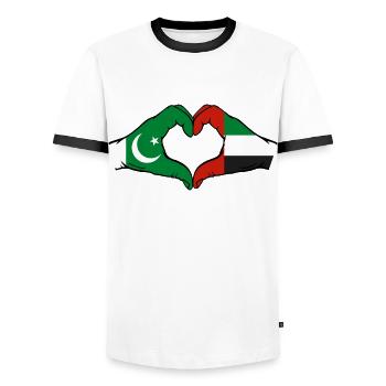 Pakistan United Arab Emirates Heart - Men's Ringer Shirt - white/black - Front - AI Model Female 172 light (172cm) & AI Model Male 178 dark (178cm)