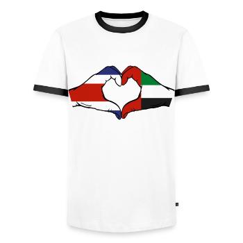 Costa Rica United Arab Emirates Heart - Men's Ringer Shirt - white/black - Front - AI Model Female 172 light (172cm) & AI Model Male 178 dark (178cm)