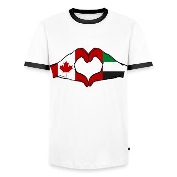 Canada United Arab Emirates Heart - Men's Ringer Shirt - white/black - Front - AI Model Female 172 light (172cm) & AI Model Male 178 dark (178cm)