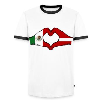 Mexique Lettonie Drapeau Mains Coeur Forme - T-shirt contrasté Homme - blanc/noir - Devant - AI Model Female 172 light (172cm) & AI Model Male 178 dark (178cm)