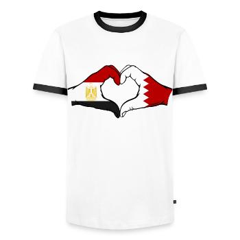 Egypt Bahrain Flag Hands Heart Shape - Men's Ringer Shirt - white/black - Front - AI Model Female 172 light (172cm) & AI Model Male 178 dark (178cm)