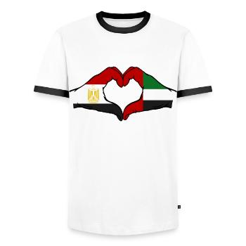Egypt United Arab Emirates Flag - Men's Ringer Shirt - white/black - Front - AI Model Female 172 light (172cm) & AI Model Male 178 dark (178cm)