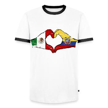 Mexique Drapeau de l’Équateur mains forme de coeur utilisé - T-shirt contrasté Homme - blanc/noir - Devant - AI Model Female 172 light (172cm) & AI Model Male 178 dark (178cm)