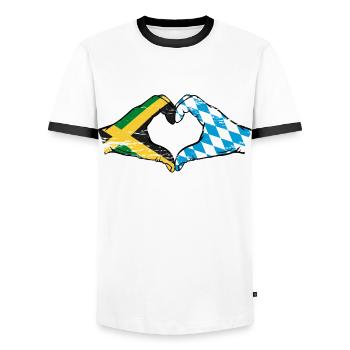 Jamaïque Bavière Mains Forme Coeur Utilisé - T-shirt contrasté Homme - blanc/noir - Devant - AI Model Female 172 light (172cm) & AI Model Male 178 dark (178cm)