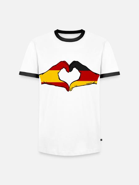 Spain Germany Flag Hands Heart - Men's Ringer Shirt - white/black