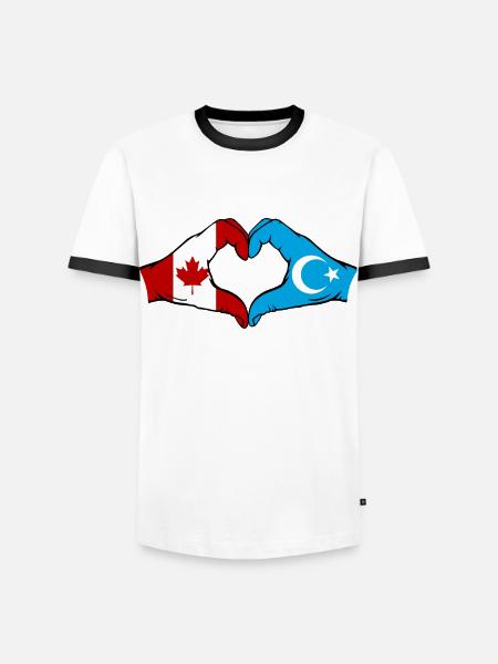 Canada Uyghur Flag Heart Shape - Men's Ringer Shirt - white/black