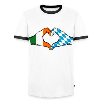 Ireland Bavaria Flag Hands Heart Shape - Men's Ringer Shirt - white/black - Front - AI Model Female 172 light (172cm) & AI Model Male 178 dark (178cm)