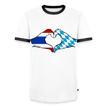 Thaïlande Bavière drapeau mains coeur - T-shirt contrasté Homme - blanc/noir - Devant - AI Model Female 172 light (172cm) & AI Model Male 178 dark (178cm)