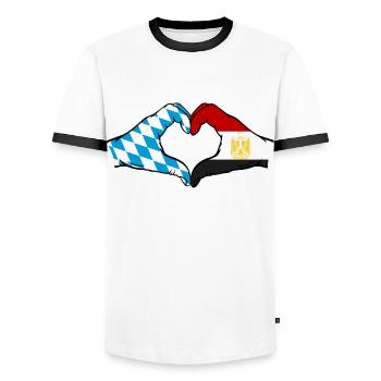 Bavaria Egypt Flag Hands Heart Shape - Men's Ringer Shirt - white/black - Front - AI Model Female 172 light (172cm) & AI Model Male 178 dark (178cm)