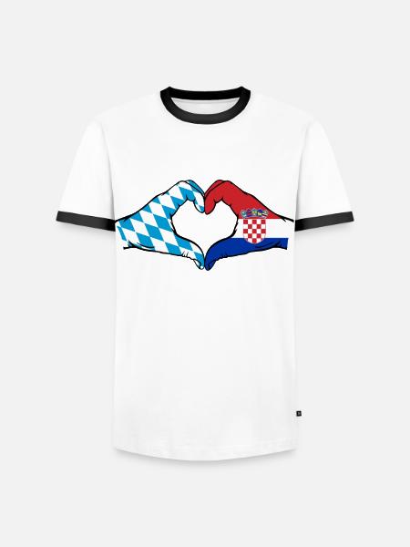Bayern Kroatien Flagge Hände Herzform - Männer Kontrast-T-Shirt - Weiß/Schwarz