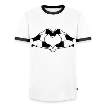 Fussball Herz Hände - Männer Kontrast-T-Shirt - Weiß/Schwarz - Vorne - AI Model Female 172 light (172cm) & AI Model Male 178 dark (178cm)