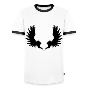 Wing - Men's Ringer Shirt - white/black - Front - AI Model Female 172 light (172cm) & AI Model Male 178 dark (178cm)