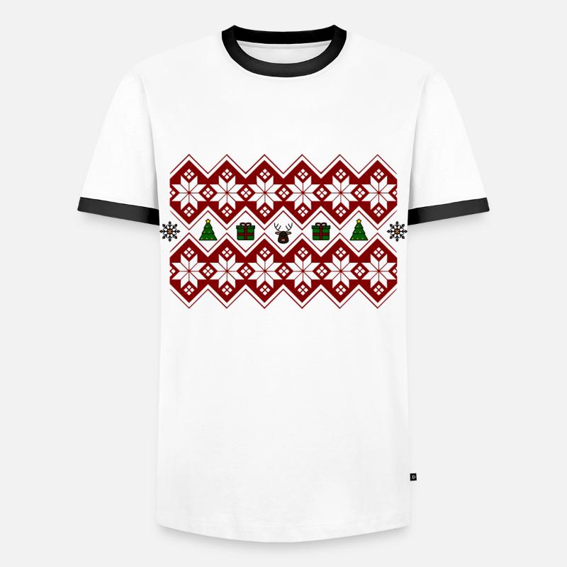 Weihnachten Weihnachtspulli Elch Baum Geschenk - Männer Kontrast-T-Shirt - Weiß/Schwarz