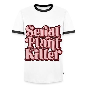 Serial Plant Killer Retro Design - Männer Kontrast-T-Shirt - Weiß/Schwarz - Vorne - AI Model Female 172 light (172cm) & AI Model Male 178 dark (178cm)