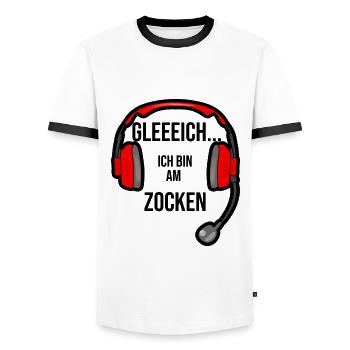Gleich ich bin am zocken - Männer Kontrast-T-Shirt - Weiß/Schwarz - Vorne - AI Model Female 172 light (172cm) & AI Model Male 178 dark (178cm)