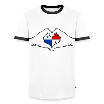 Drapeau du Panama en forme de coeur - T-shirt contrasté Homme - blanc/noir - Devant - AI Model Female 172 light (172cm) & AI Model Male 178 dark (178cm)