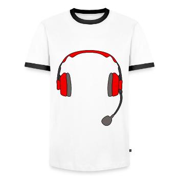 Headset Gaming Kopfhörer - Männer Kontrast-T-Shirt - Weiß/Schwarz - Vorne - AI Model Female 172 light (172cm) & AI Model Male 178 dark (178cm)