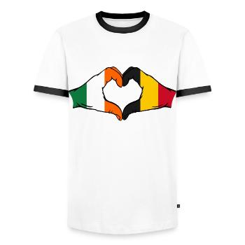 Irland Belgien Herzform mit Hände - Männer Kontrast-T-Shirt - Weiß/Schwarz - Vorne - AI Model Female 172 light (172cm) & AI Model Male 178 dark (178cm)