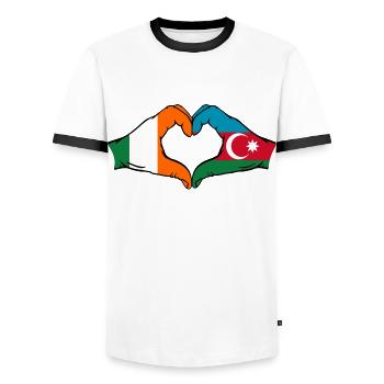 Irland Aserbaidschan Herzform mit Hände - Männer Kontrast-T-Shirt - Weiß/Schwarz - Vorne - AI Model Female 172 light (172cm) & AI Model Male 178 dark (178cm)