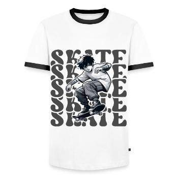 Skateboard Skater Skate Design - T-shirt contrasté Homme - blanc/noir - Devant - AI Model Female 172 light (172cm) & AI Model Male 178 dark (178cm)