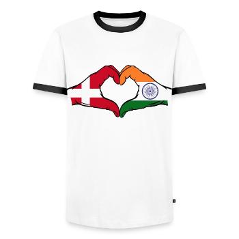 Denmark India hands heart shape - Men's Ringer Shirt - white/black - Front - AI Model Female 172 light (172cm) & AI Model Male 178 dark (178cm)
