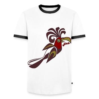 oiseau de paradis salsa oiseau calypso danse rétro - T-shirt contrasté Homme - blanc/noir - Devant - AI Model Female 172 light (172cm) & AI Model Male 178 dark (178cm)