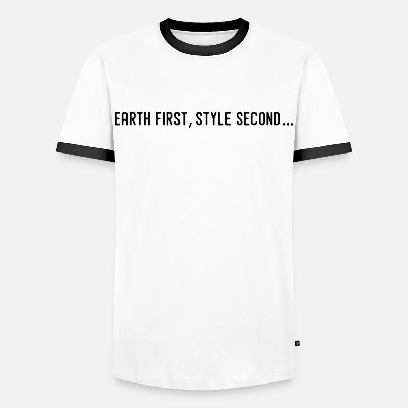Earth first, style second... - T-shirt contrasté Homme - blanc/noir